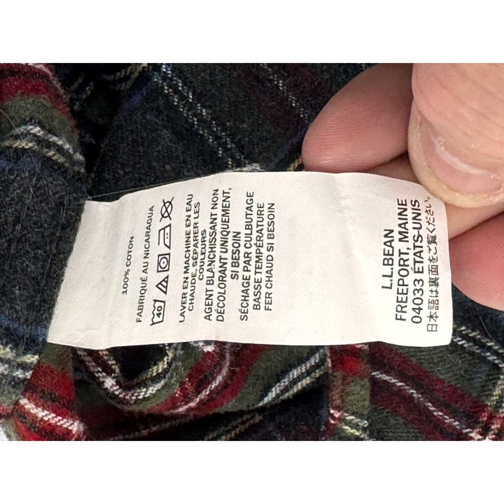 L.L.Bean Flannel Shirt Mens Large Regular Gray Red Plaid Button Up Outdoor - Picture 8 of 11